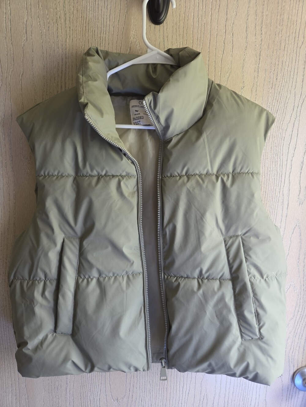 Ci Sono Light Olive Quilted Puffer Vest
